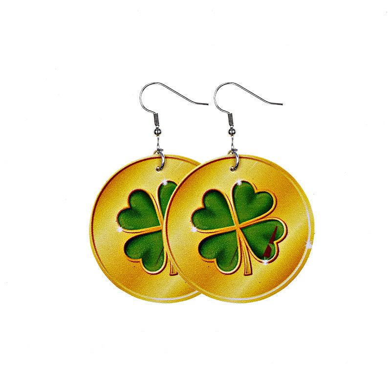 Wholesale 30PCS Clover Hat St. Parker's Day Leather Earrings