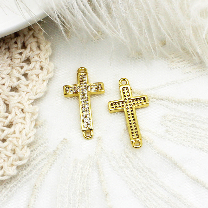 Wholesale Copper Inlaid Zircon Cross DIY Jewelry Accessories