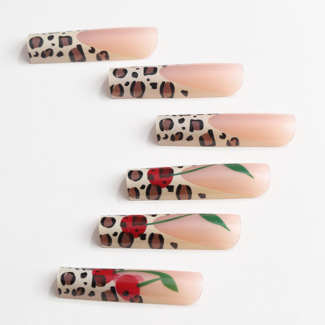 Wholesale Simple French sweet cool leopard print cherry Press-on Nails