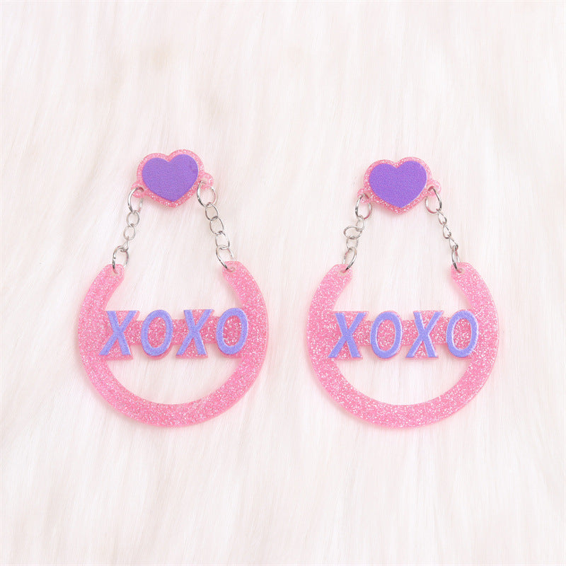 Wholesale Valentine's Day XOXO Heart Acrylic Earrings