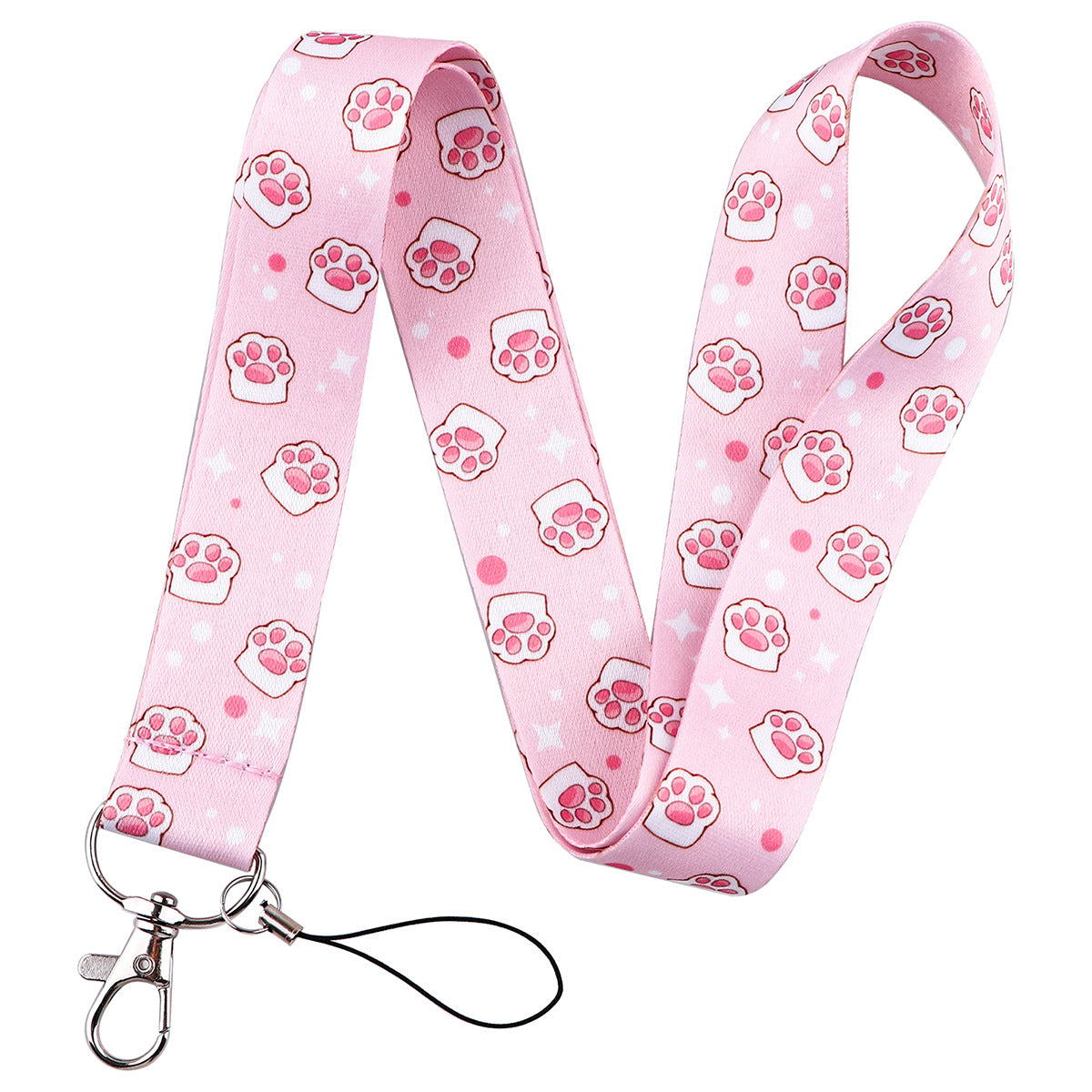 Wholesale Cat Paw Card Holder Ribbon Polyester Phone Lanyard Keychain