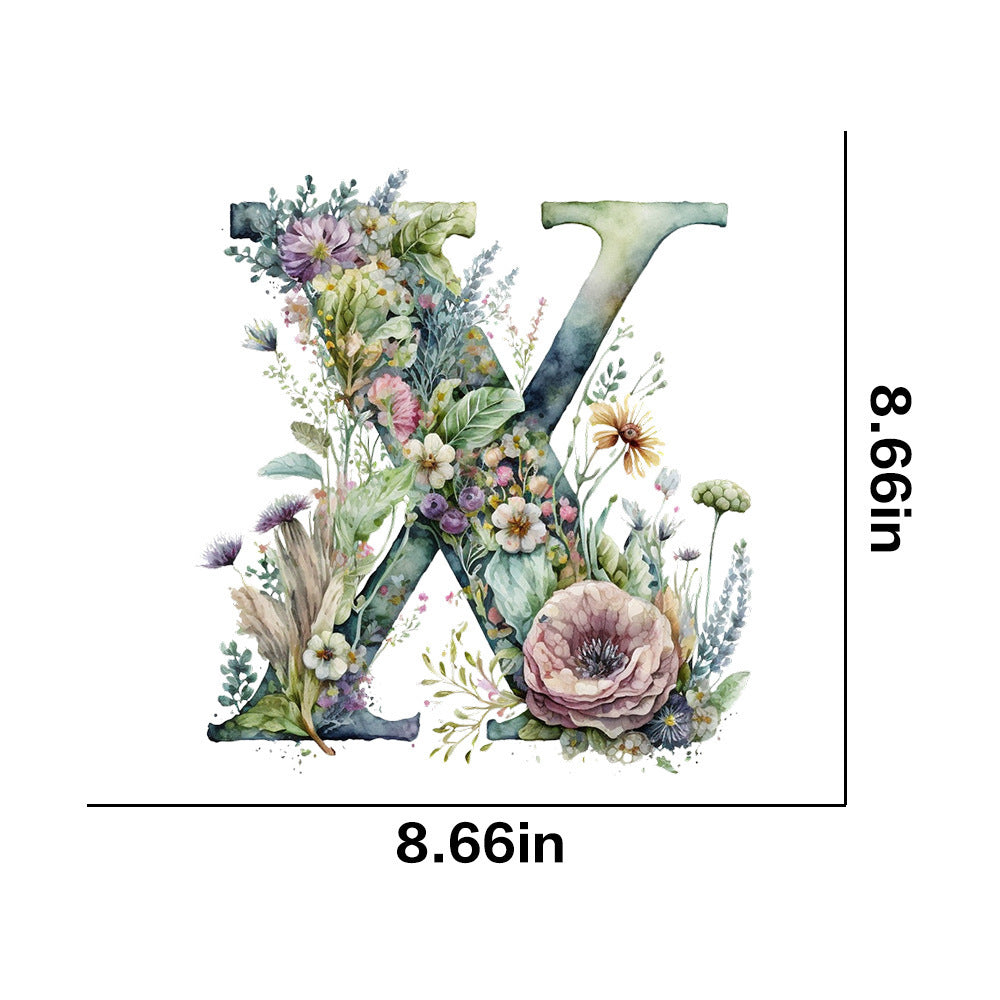 Wholesale 26 letter flower branches and leaves UV DTF Ready to Press Transfers Wraps