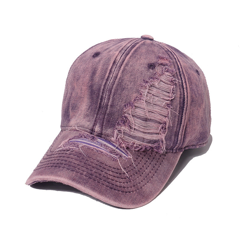 Wholesale Solid Color Ripped Washed Retro Baseball Cap