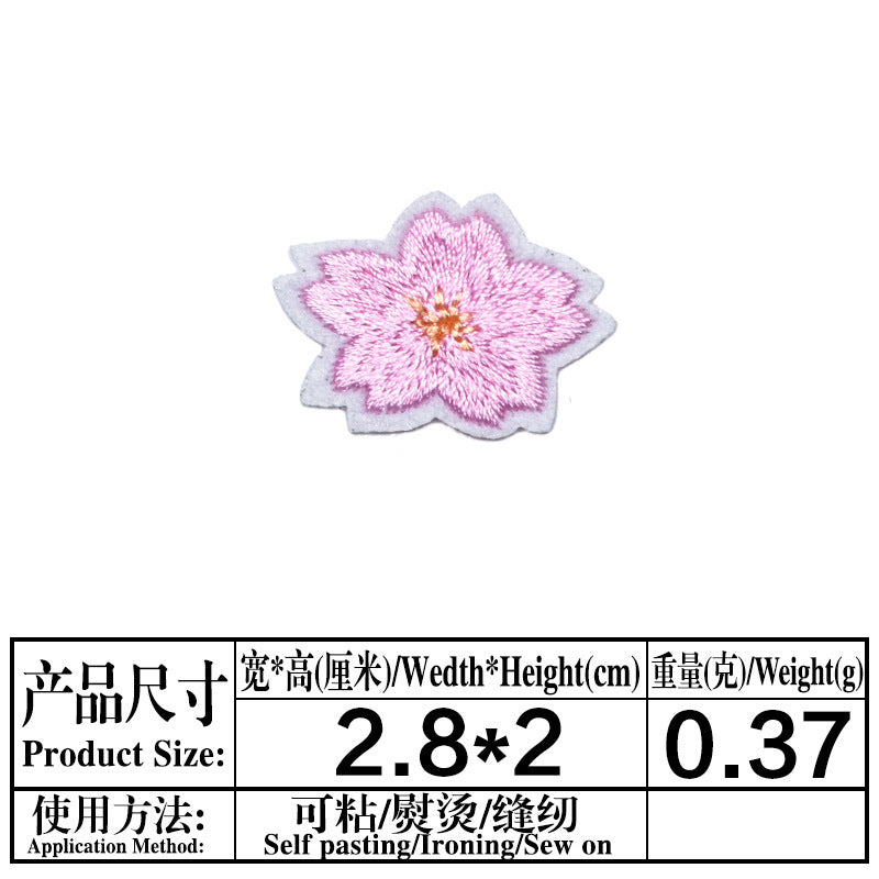 Wholesale 18Pcs Cloth Embroidered Patches Pink Flower Sew On Stickers For Clothing Fashion Accessory