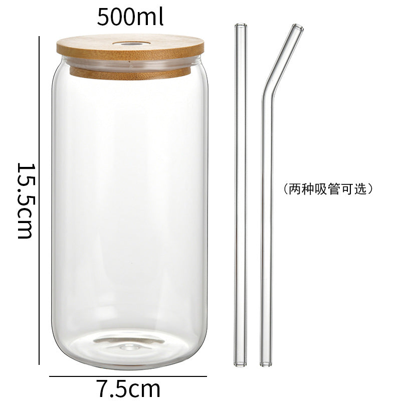 Wholesale Borosilicate Cola Cup 160oz Cold Drink Straw Cup Bamboo Lid Glass Cup
