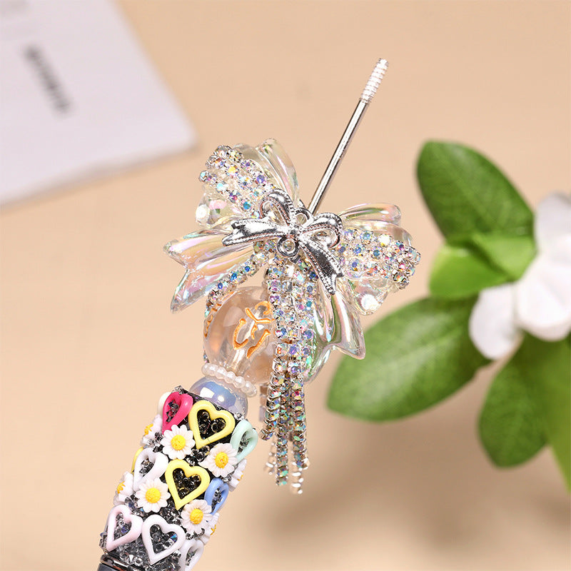 Wholesale 5pcs bow tassel rhinestone chain loose beads