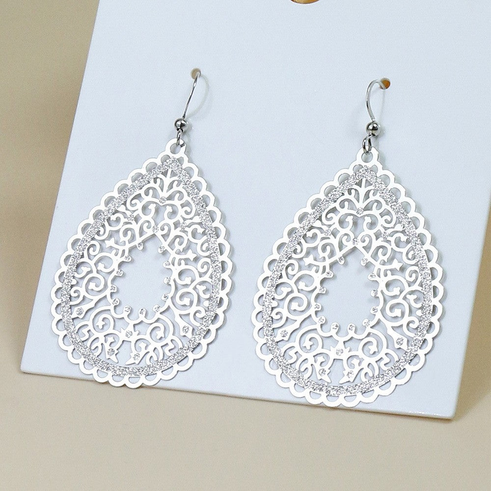 Wholesale Simple Colorful Printed Hollow Water Drop Versatile Earrings
