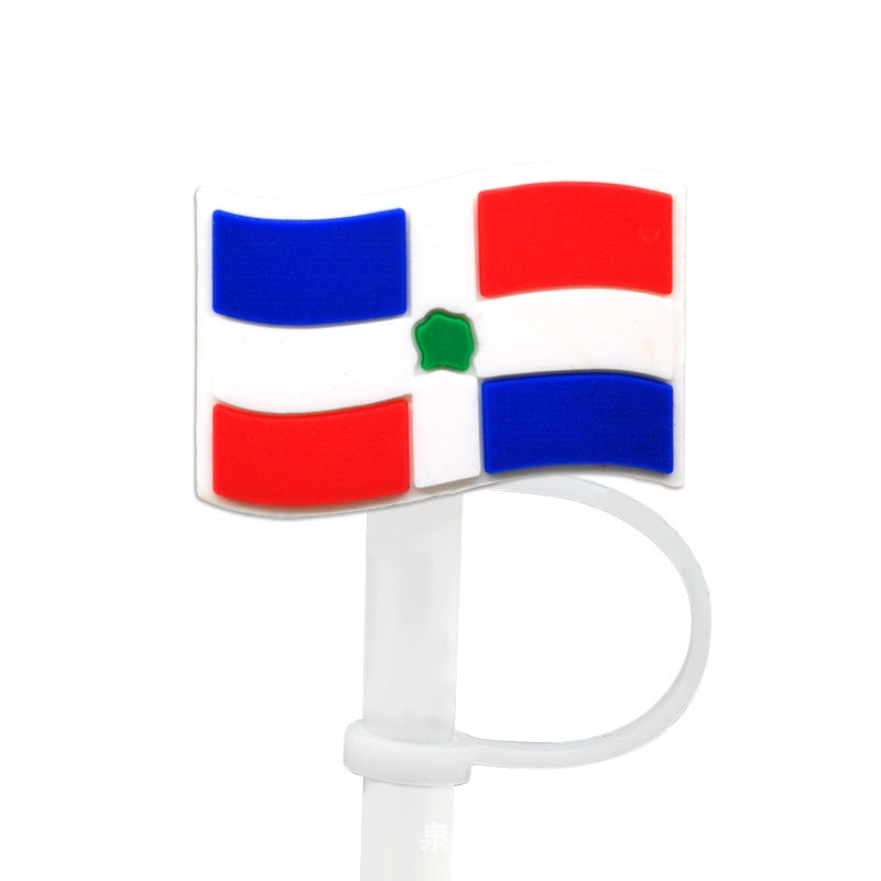 Wholesale of 10pcs Flag Series Silicone Straw Sets