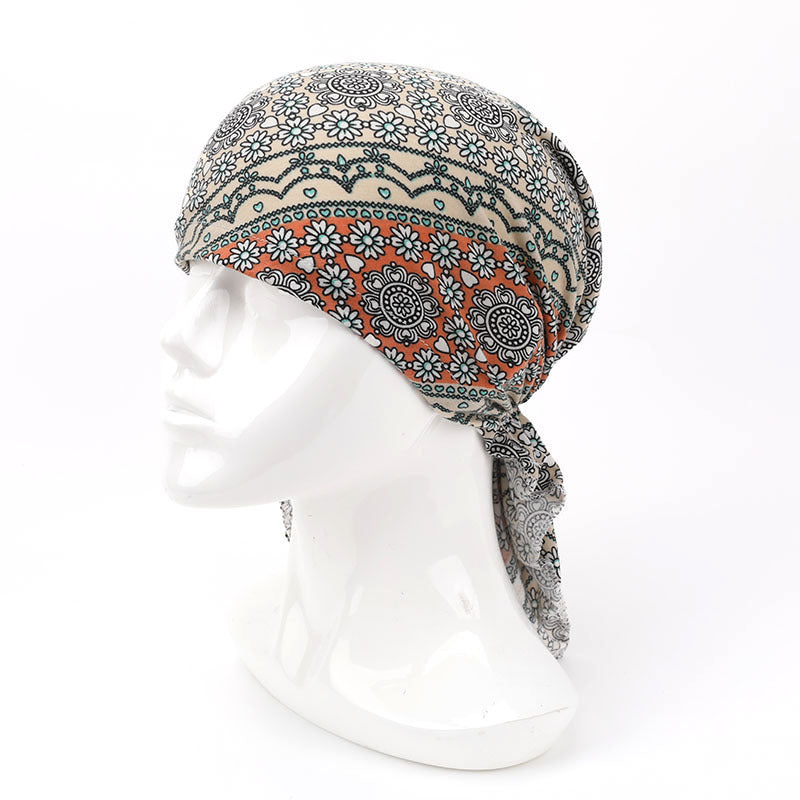 Wholesale Cashew Flower Pirate Hat Bandana Polyester Hat