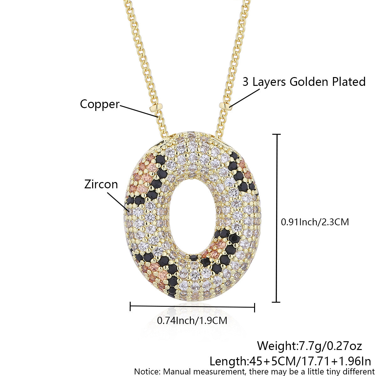 Wholesale Leopard Print Letter Necklace Copper Plated Real Gold Full Diamond Zircon Necklace Fashion English Letter Necklace Women