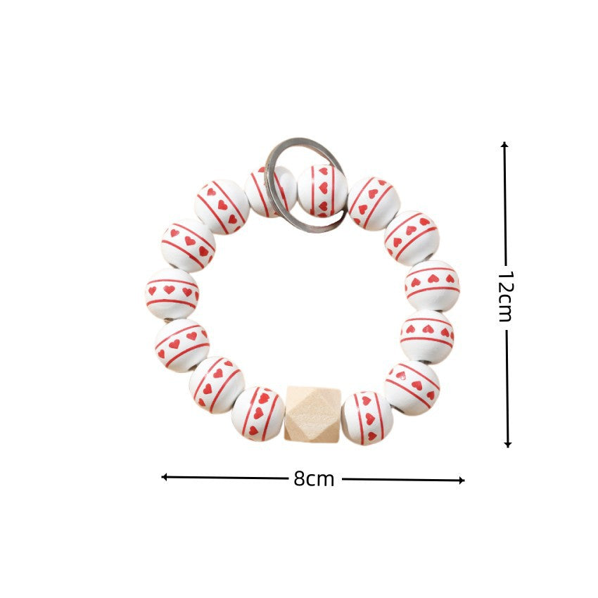 Wholesale Small Heart Wooden Beads Bracelet Keychain