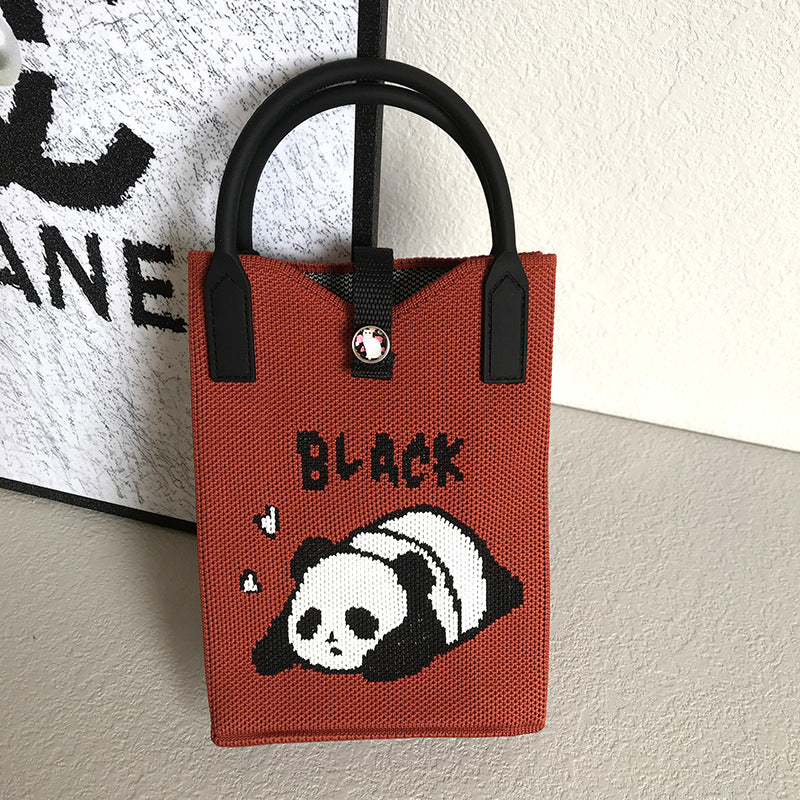 Wholesale Panda Shoulder Crossbody Hand-held Knitted Bag