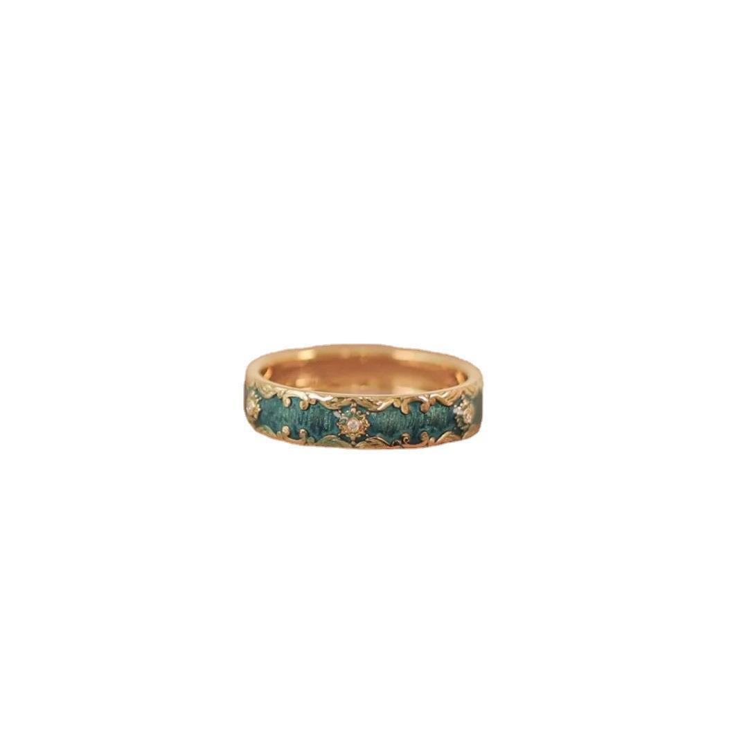 Wholesale Green ring with dripping glue pattern