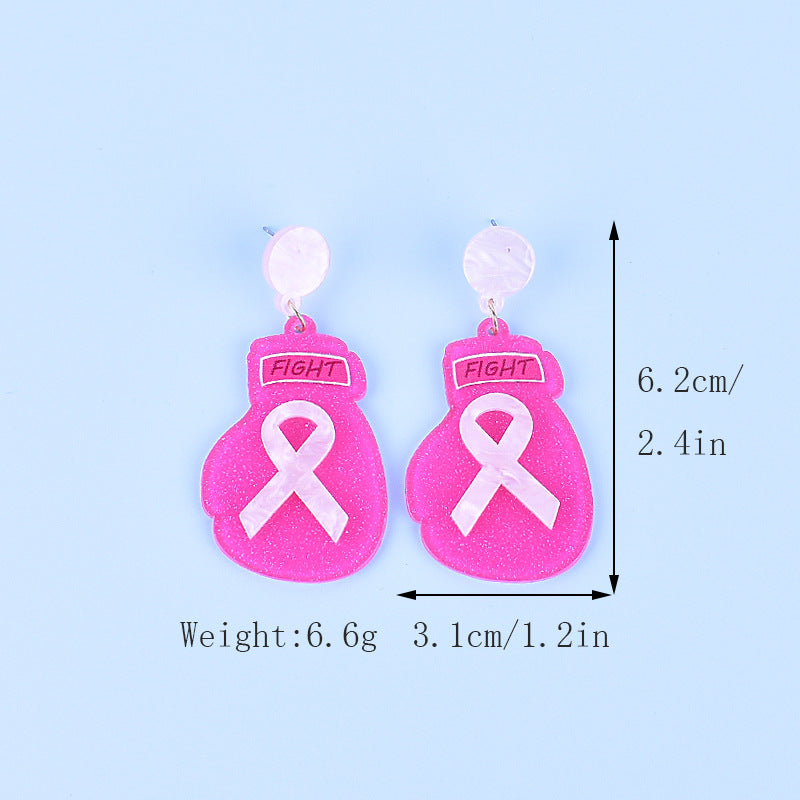 Wholesale Breast Cancer Awareness Pink Acrylic Earrings