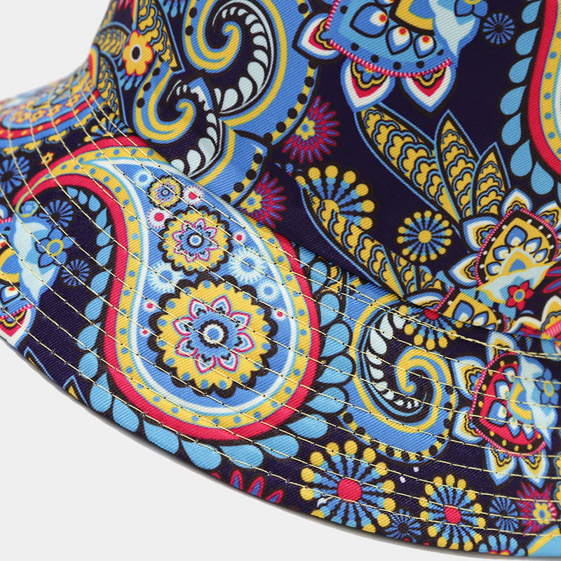 Sombrero de cubo de patrón de flores de anacardo de poliéster al por mayor