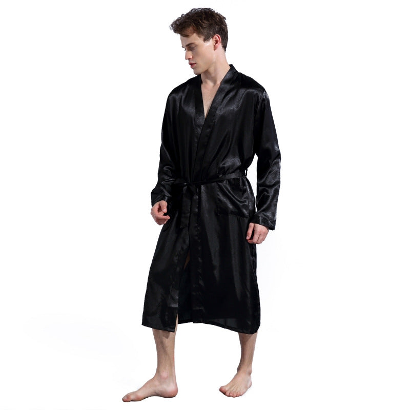 Wholesale Men's Solid Color Robe Cardigan Nightgown