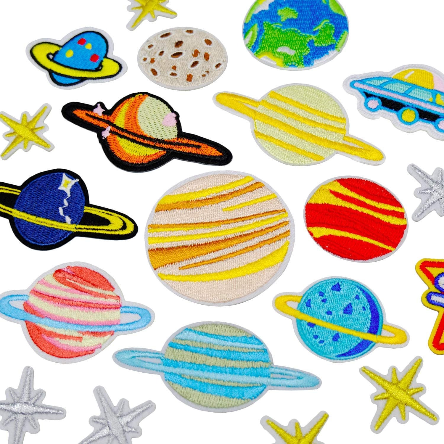 Wholesale Chic Cloth Embroidered Patches Space Planets Stars Series For DIY Clothing Shoes Bags Craft Supply Gift