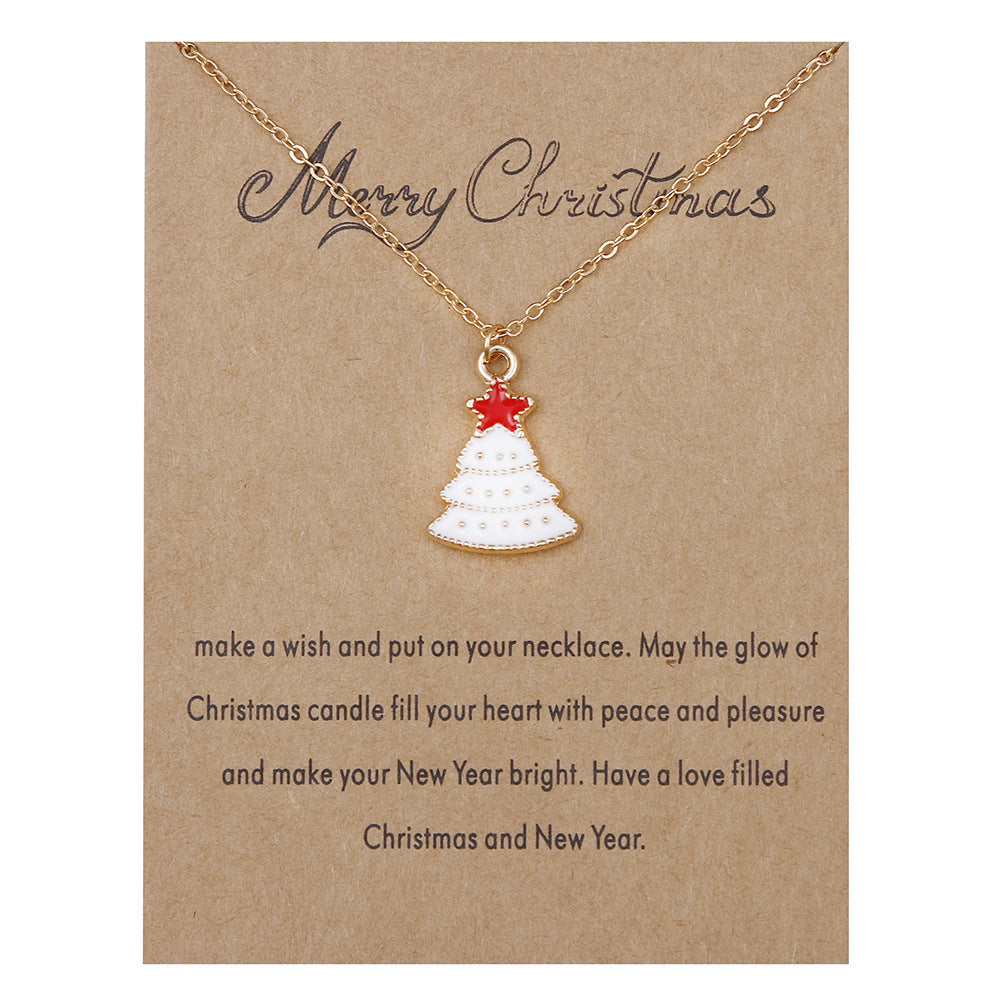 Wholesale Christmas Tree Pendant Card Necklace Clavicle Chain