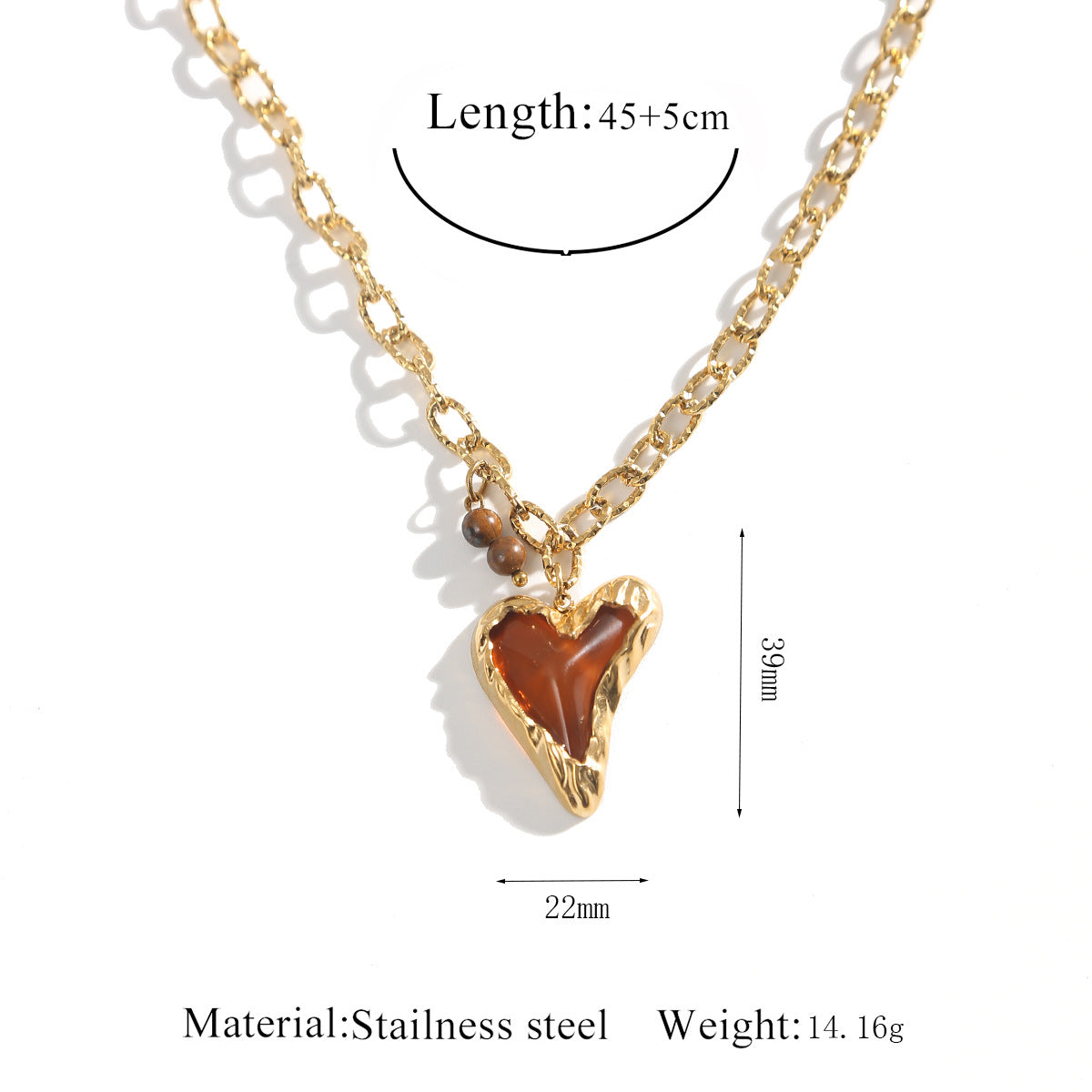 Wholesale Red heart shape pendant stainless steel necklace