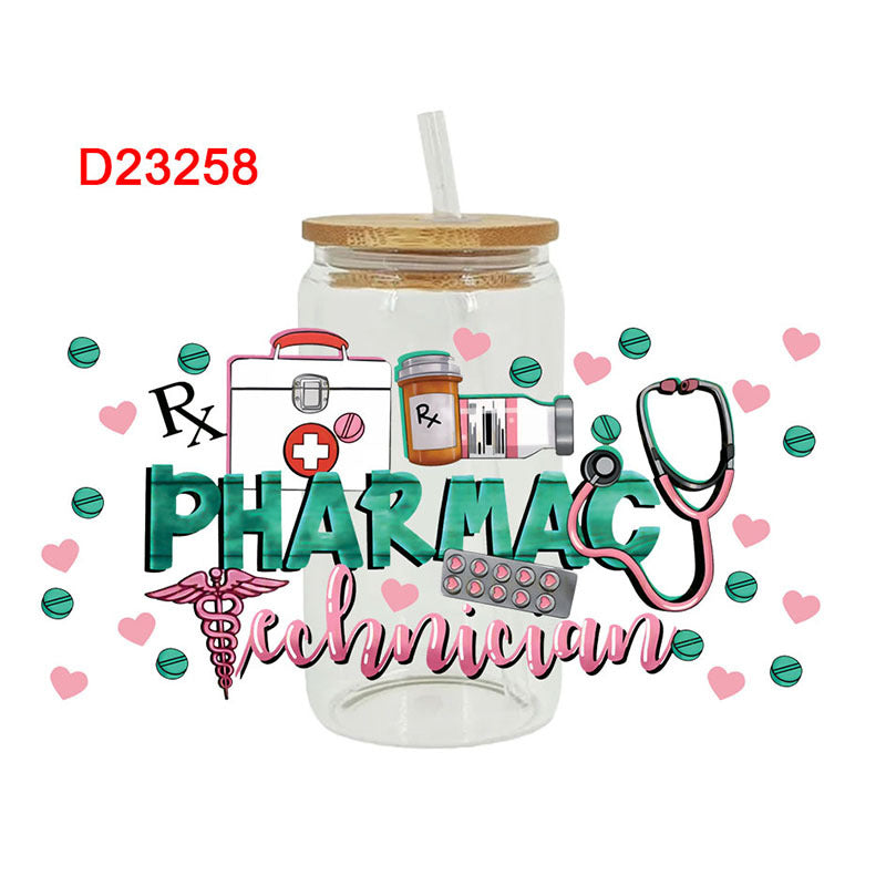 Wholesale Cartoon Colorful Medical 16oz Cup UV DTF Wraps