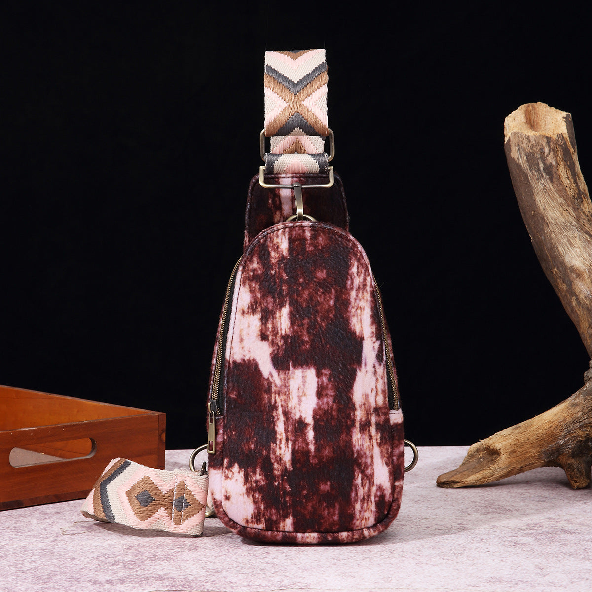 Wholesale PU Wide Shoulder Strap Women's Plush Velvet Chest Bag Waist Bag Crossbody Bag