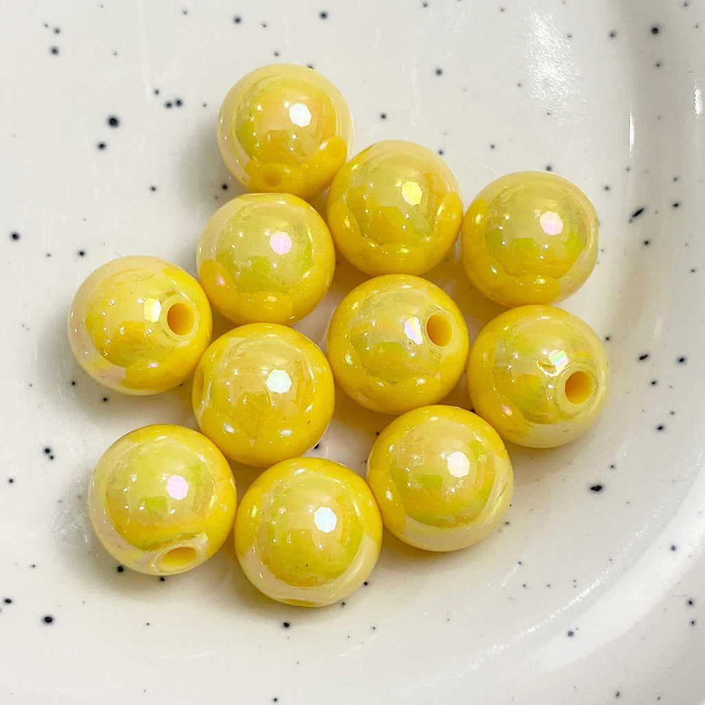 Al por mayor 30 piezas/paquete de cuentas redondas de color acrílico AB chapado