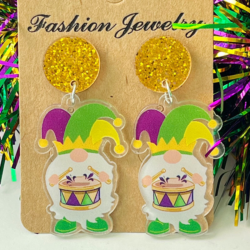 Wholesale 2 Pairs/pack Carnival Crocodile Lobster Love Acrylic  Mardi Gras Earrings