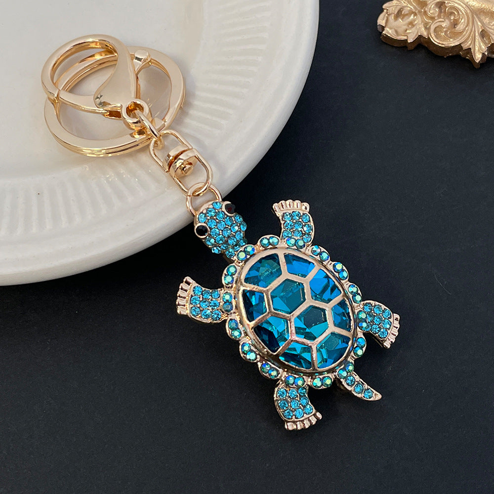 Wholesale Colorful Rhinestone Metal Cute Turtle Keychain