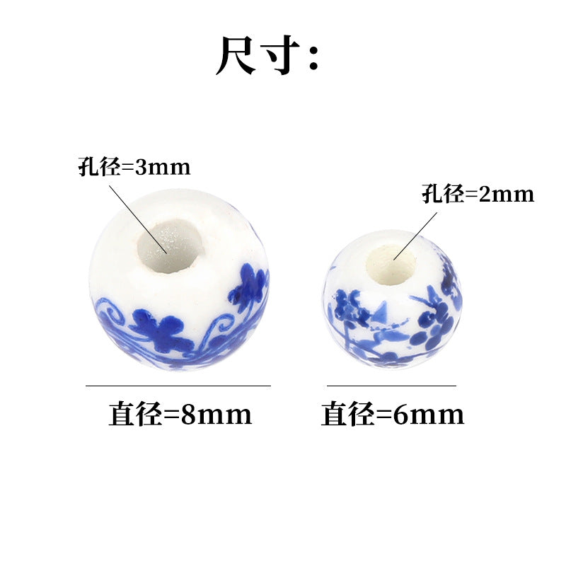 Wholesale 500pcs Ceramic Floral Beads Blue and White Porcelain Mixed Color Loose Beads DIY Spacer