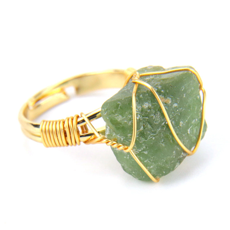 Wholesale The New Statement Hand-wound Rough Stone Agate Ring Is Adjustable