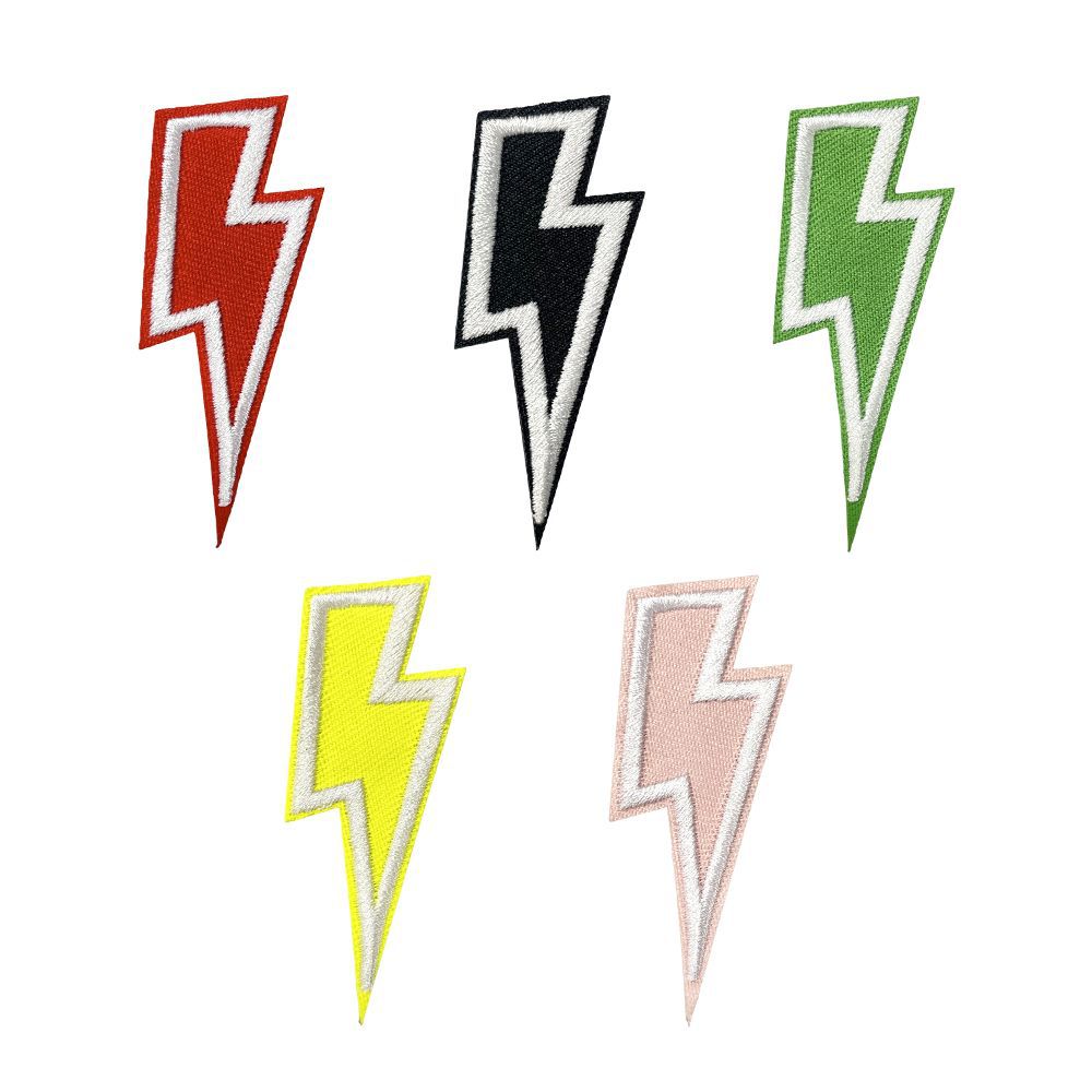 Wholesale Iron On Embroidery Patch Black Lightning Design For DIY Clothing And Hats Boutique Fashion Accessory