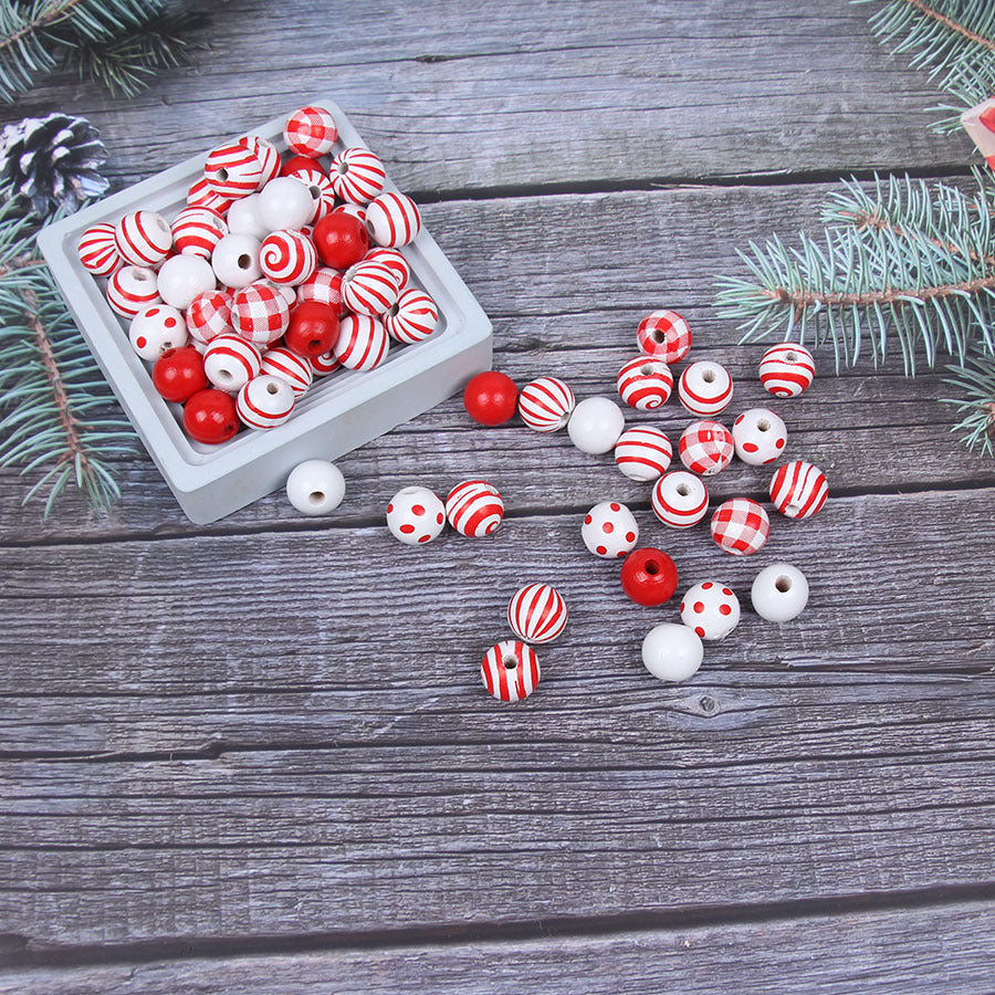 Wholesale of Christmas Threaded Wooden Beads