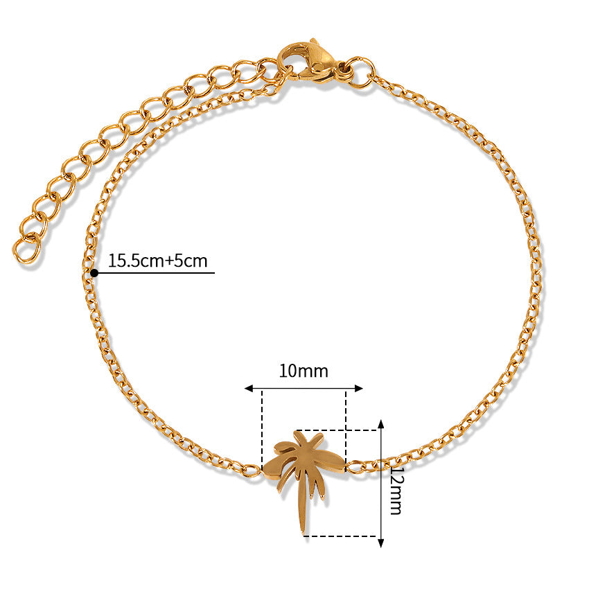 Wholesale Pineapple Seagull Coconut High Polished 18k Gold Titanium Steel Bracelet