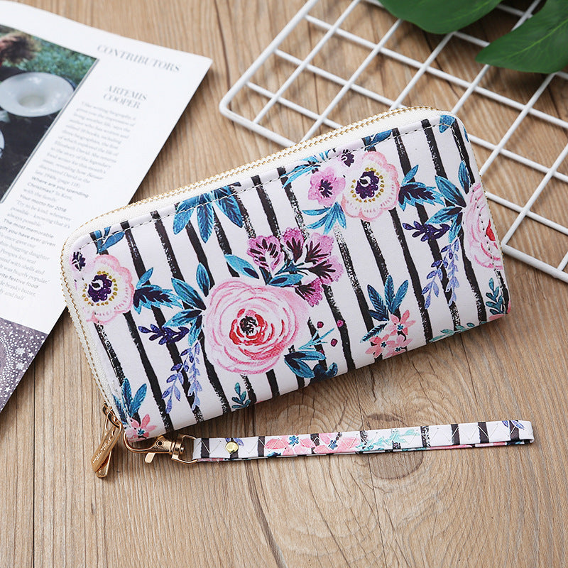 Wholesale Synthetic Leather Flower Print Long Wallet