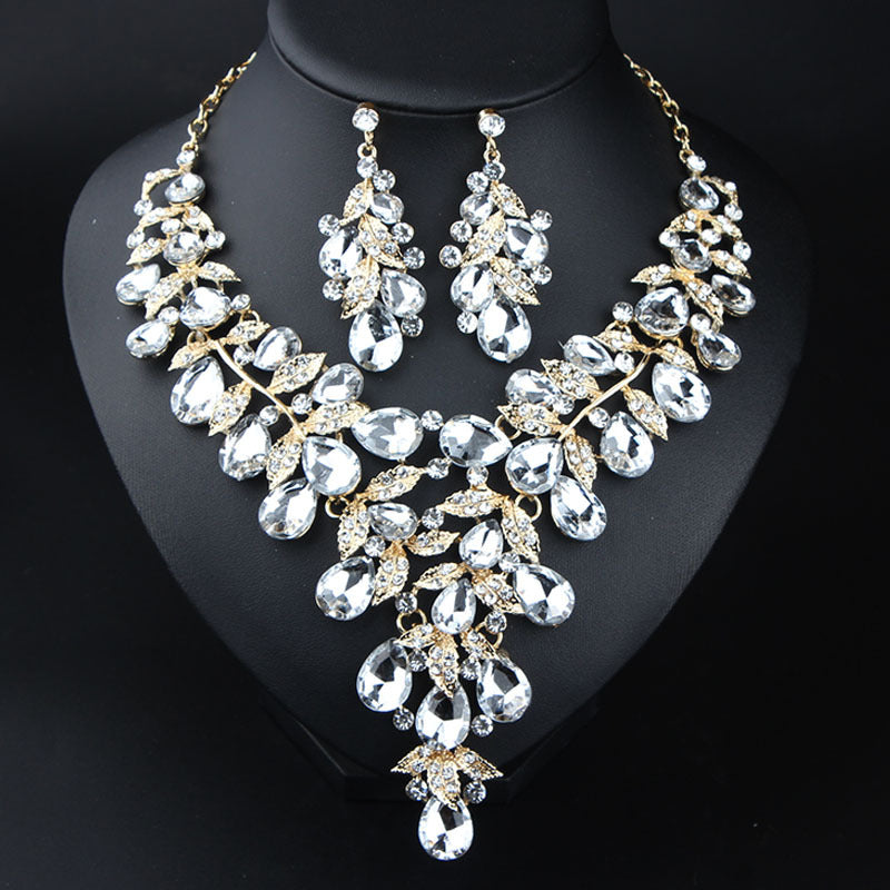 Wholesale Women's Evening Dress Accessories Large Waterdrop Necklace Earrings Set