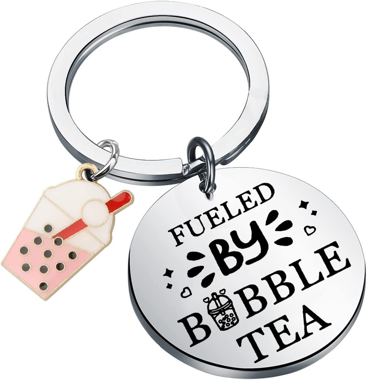 Wholesale Stainless Steel Pearl Milk Tea Keychain