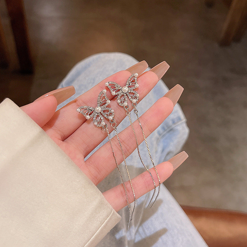 Wholesale 925 Silver Needle Butterfly Alloy Earrings