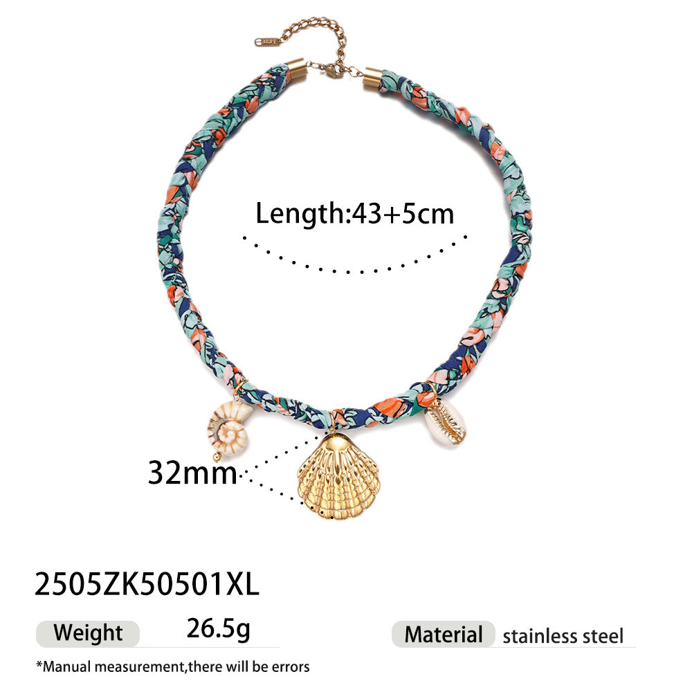 Wholesale Tina European and American Stainless Steel Pendant Necklace Sweet Cool Sexy Style Silk f Braided Colorful Necklace Clavicle Chain Necklace Jewelry