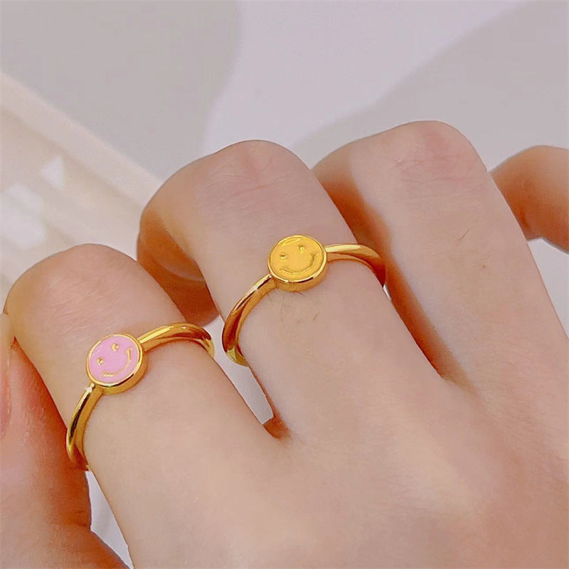 Anillos de cobre de cara sonriente colorido al por mayor
