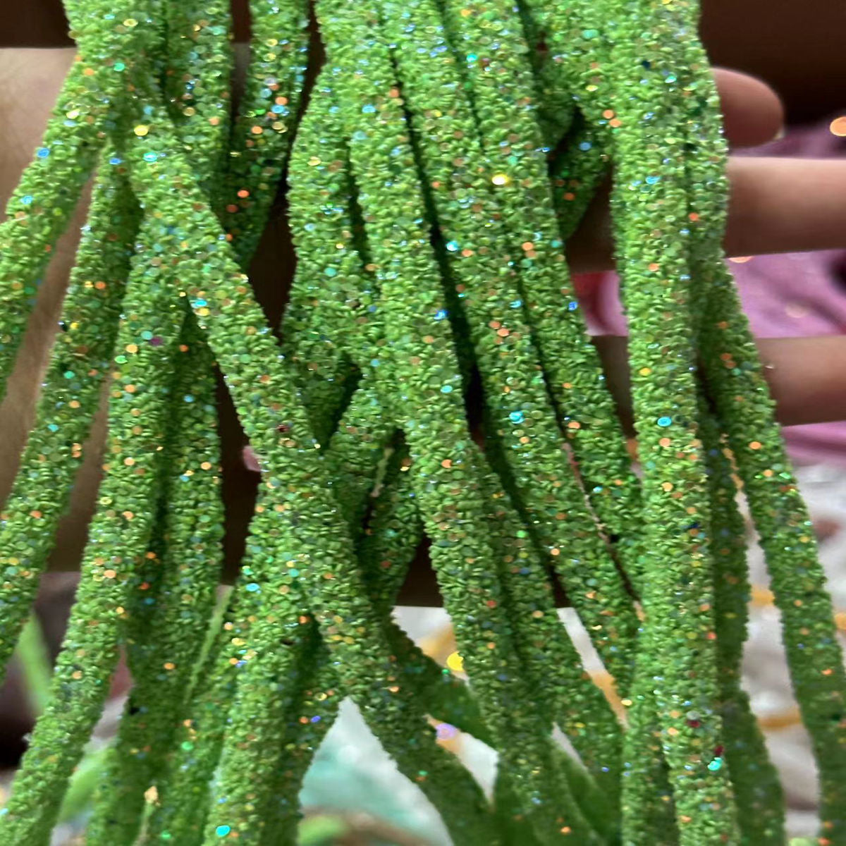 Wholesale  Diy seven-color sequin drill pipe glitter powder rope with rubber hose rainbow shoes and hats drill decorative rope jewelry