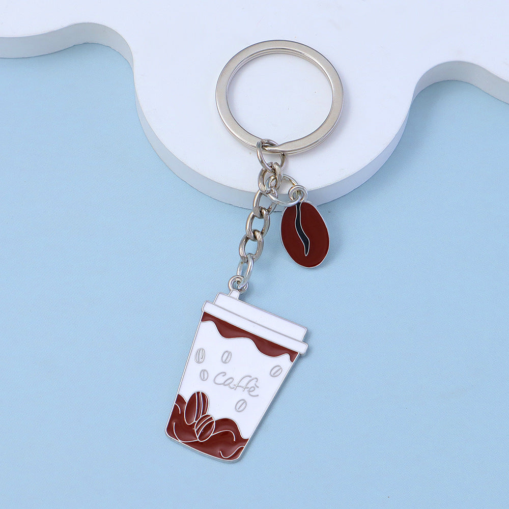 Wholesale 3pcs Coffee cup keychain metal coffee bean pendant alloy bag pendant creative gift