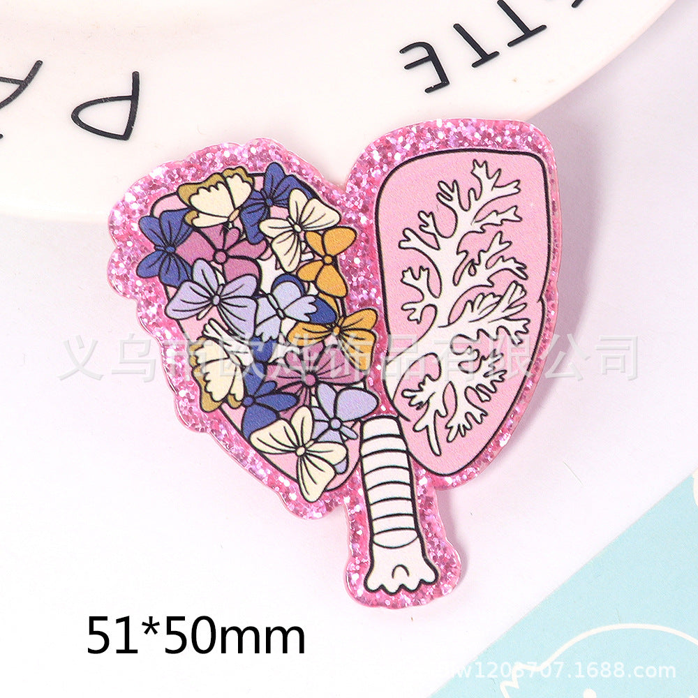 Wholesale New loose powder cartoon letters cute jewelry acrylic pin DIY patch accessories