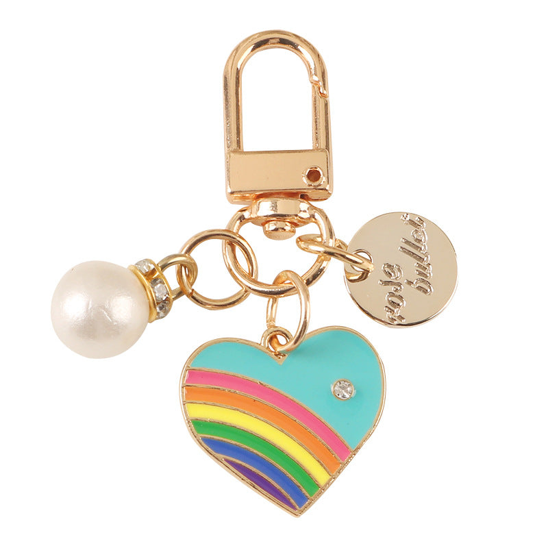 Wholesale Rainbow Heart Alloy Keychains