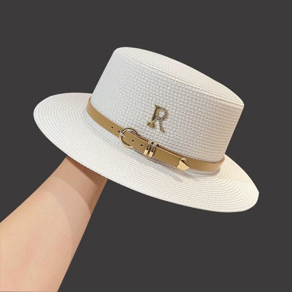 Wholesale Rhinestone Letter R Acrylic Straw Hat