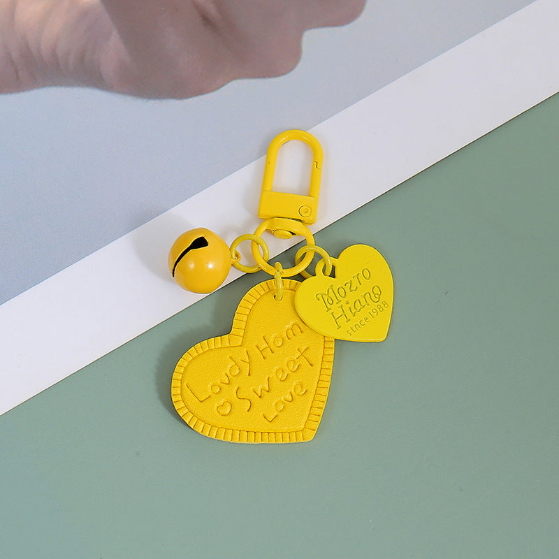 Wholesale Heart-shaped PU leather engraved love leather keychain