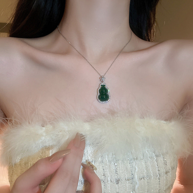 Wholesale Resin Gourd Zircon Ring Necklace