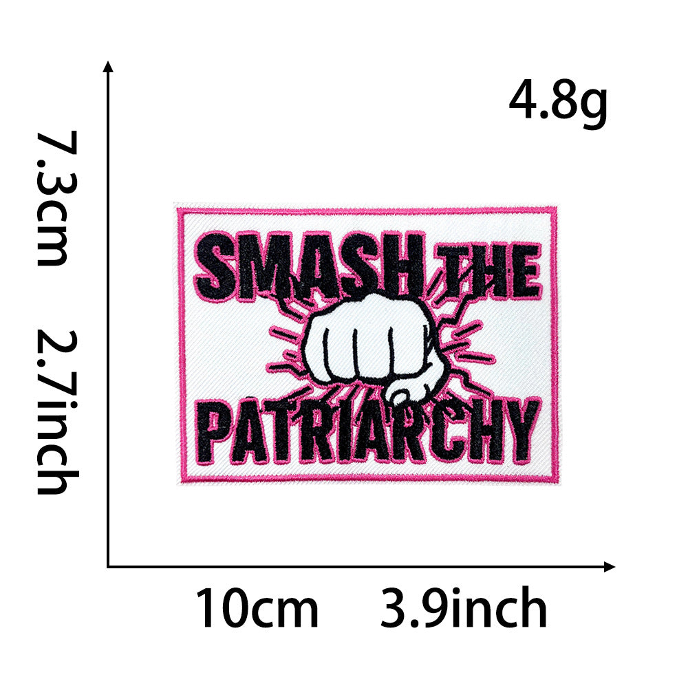 Wholesale Pink English Letter Gold Plaid Polyester Iron On Embroidered Patch DIY Craft Supply For Coat Decoration