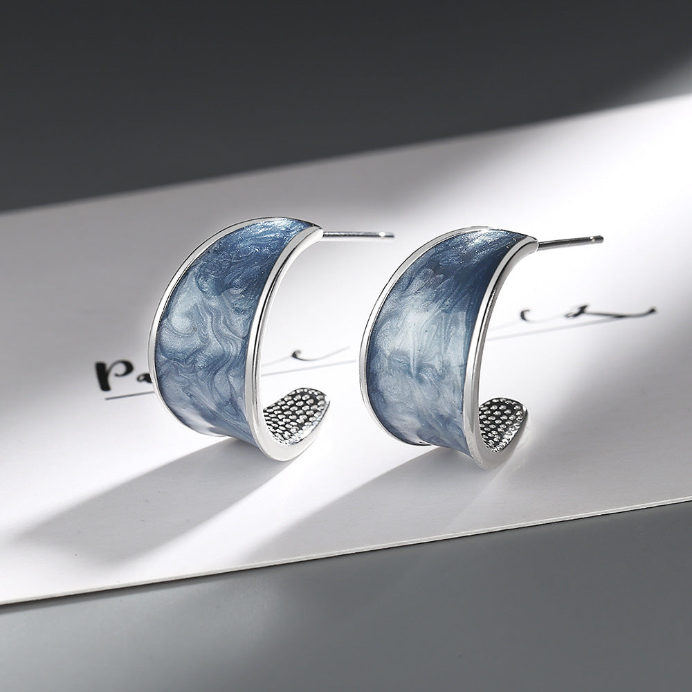 Pendientes de color de contraste de diseño azul al por mayor de diseño