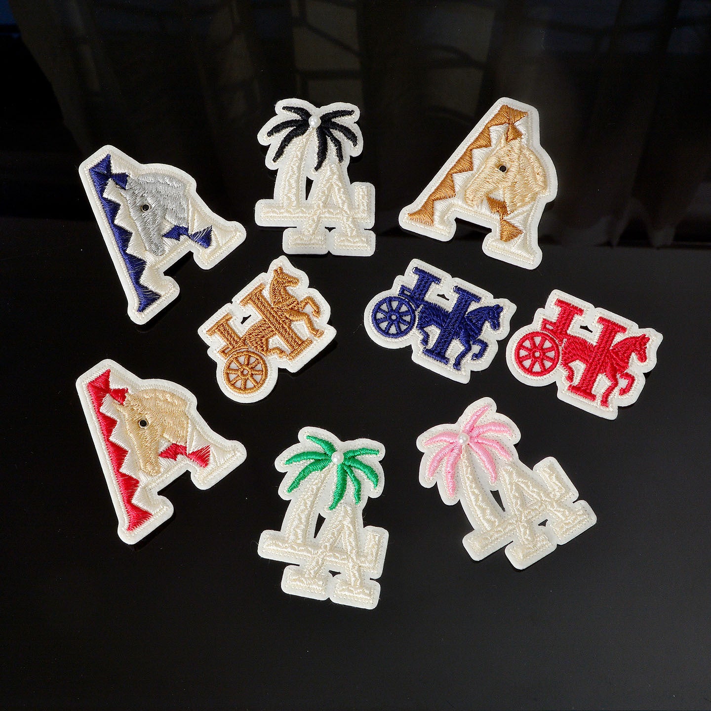 Wholesale Stylish 3D Embroidered Letter A Patch Polyester Adhesive Backing Cartoon nut Tree Design DIY Towel Decorative Craft Supply Boutique Resale