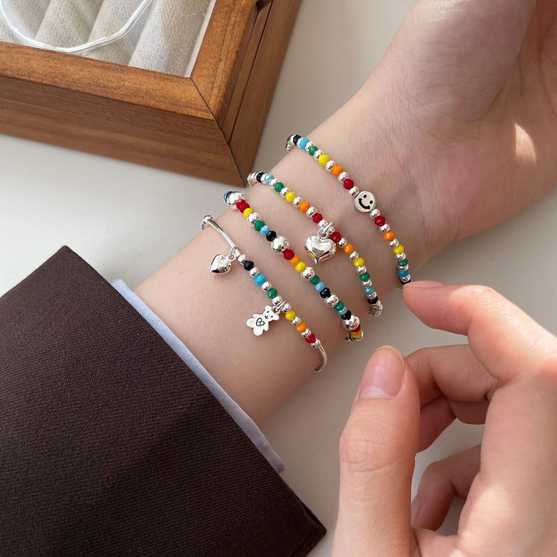 Wholesale Smiley Rainbow Bear Heart Beaded Bracelet